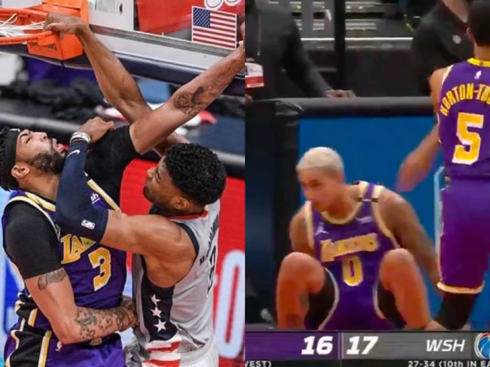 NBA／沒有詹皇就被灌到爆！湖人 Anthony Davis、Kuzma 被人瘋狂「顏扣」跌坐在地超落魄⋯