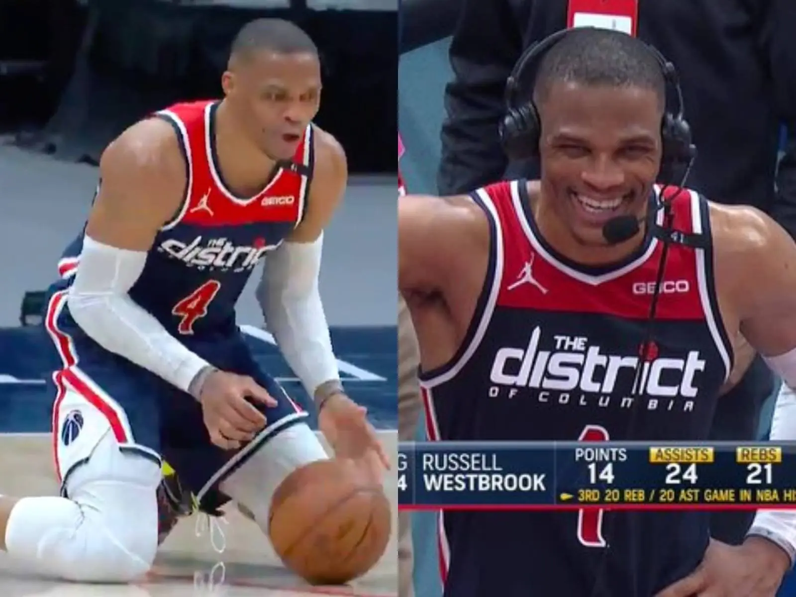 NBA／拚命也要贏！「忍者龜」Westbrook 跪著還能運球進攻，賽後破大三元成績紀錄超級開心~