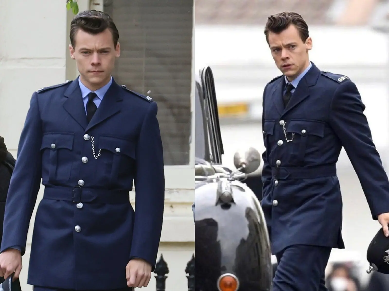 Harry Styles 全新男同志片造型曝光，油頭「英倫警察制服」帥暈全場！