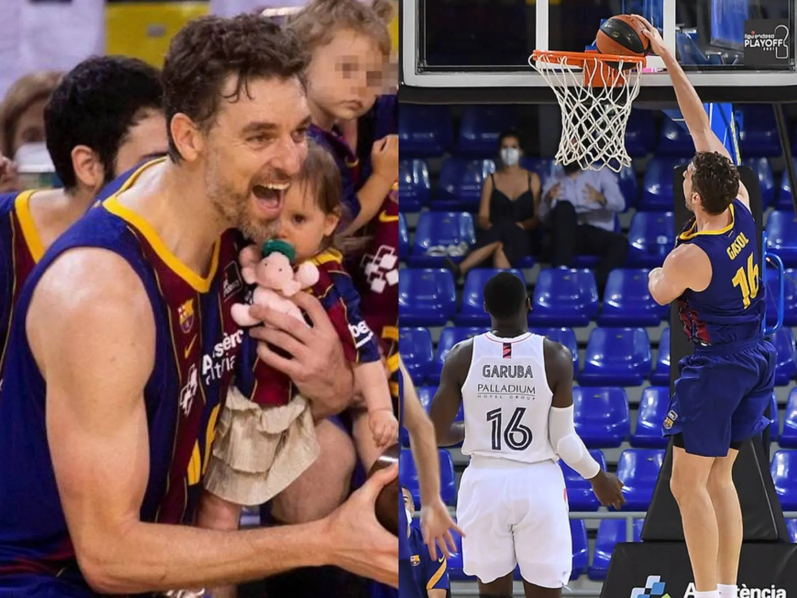 NBA／比年輕人還猛！40 歲 Pau Gasol 秀「單臂爆扣」狂得分，睽違 20 年帶女兒 Gianna 再拿西甲冠軍～