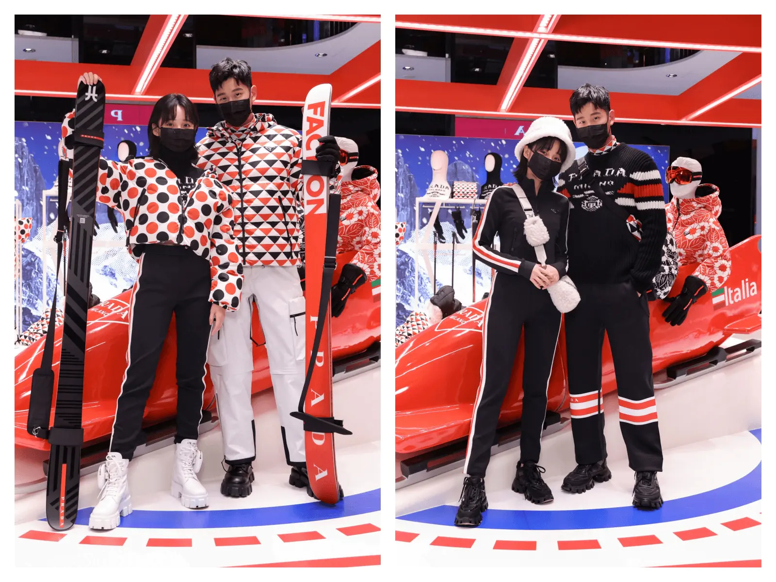 全新 “PRADA ON ICE” 期間限定店在新光三越A11，以 PRADA 標誌性風格的煥新演繹冬季運動世界