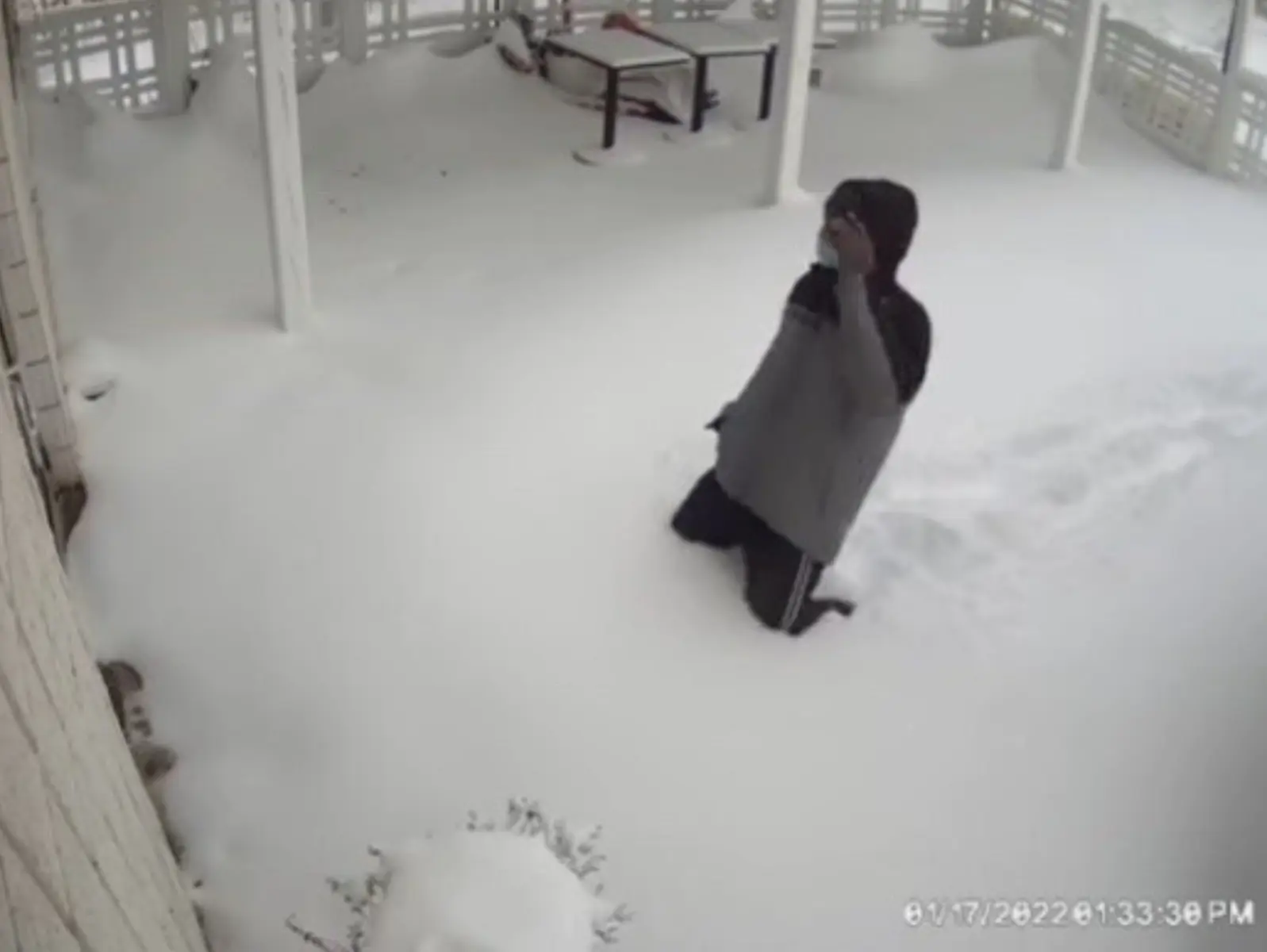 加拿大男子不顧暴風雪，堅持踩 60 分厚的積雪外出用餐，結果餐廳沒開當場崩潰跪地！
