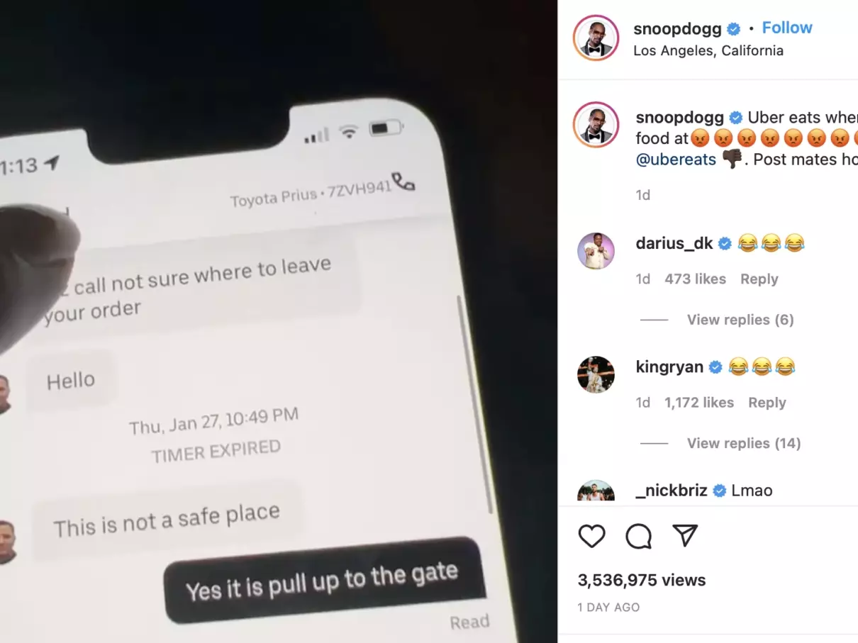 Snoop Dogg 公開怒罵 Uber Eats 外送員拿錢不給貨，遭對方提告上法院！