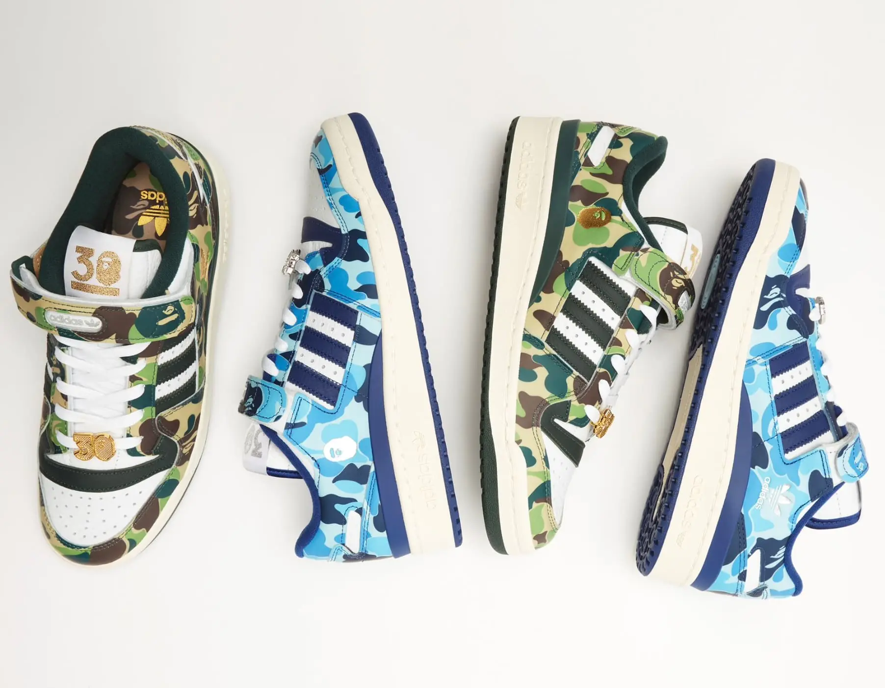 BAPE x adidas Originals FORUM 84 Low 聯名正式發售，經典迷彩直接包色！
