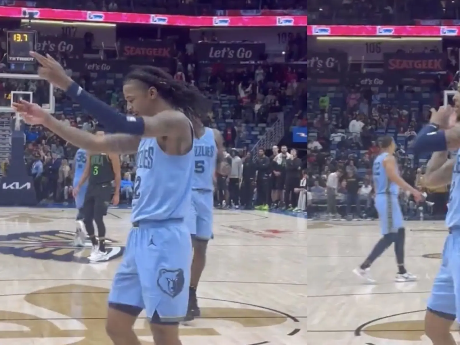 NBA／Ja Morant 灌籃太嗨做出「掏槍」慶祝動作，下一秒意識不妥趕緊收回！