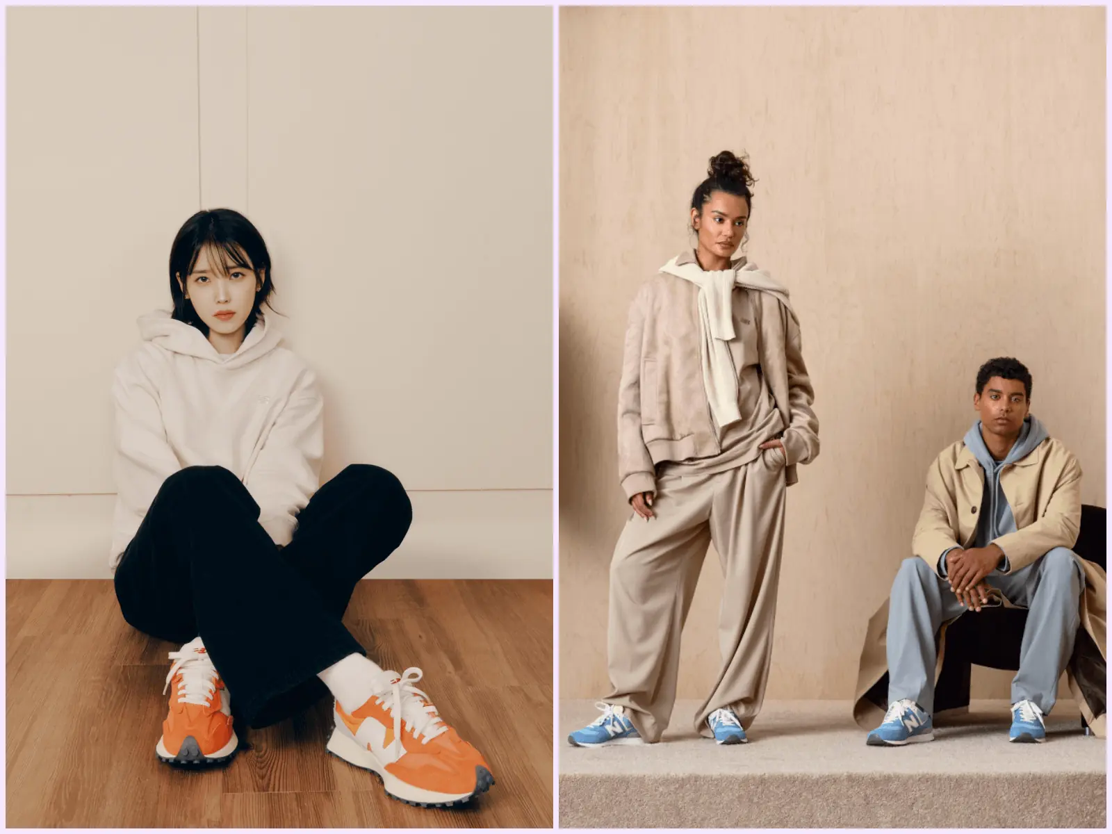 New Balance 人氣鞋履 327 & 經典鞋款574釋出春日新色，IU化身鄰家少女風格，演繹春日慵懶感