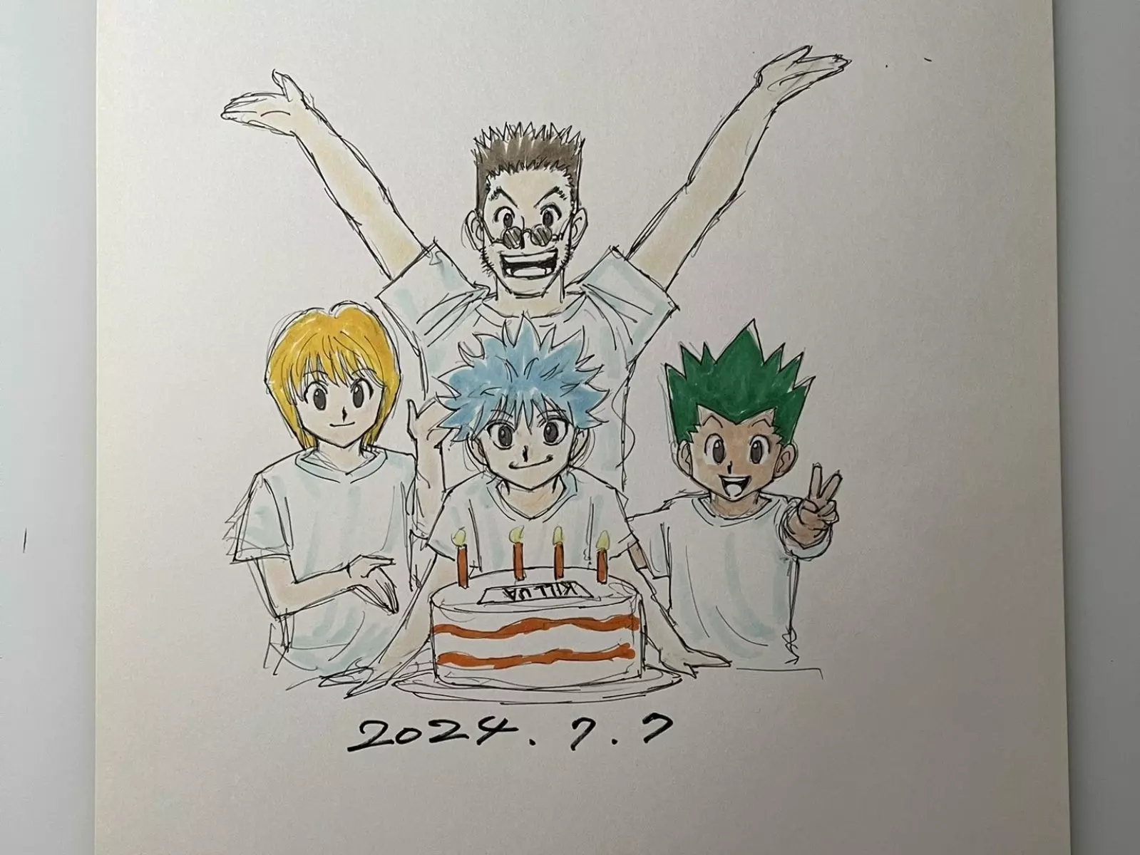 《獵人》作者冨樫義博在奇犽生日送上「四人團聚畫像」，讓粉絲感動哭喊「好久沒合體」！