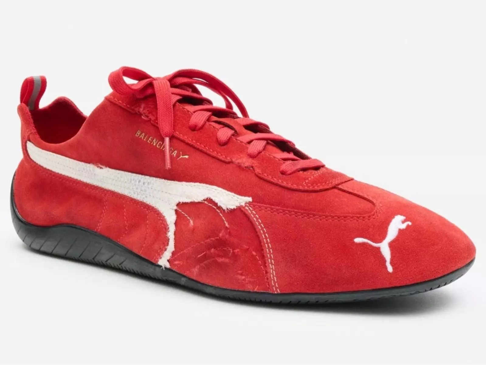 Balenciaga x PUMA Ultrasoft Speedcat 仿舊聯名新款登場！「半撕毀」標誌太吸睛！