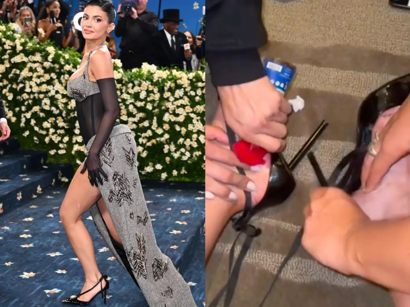 凱莉珍娜 Kylie Jenner Met Gala 高跟鞋竟用膠帶黏腳底，「脫鞋災難現場」曝光！