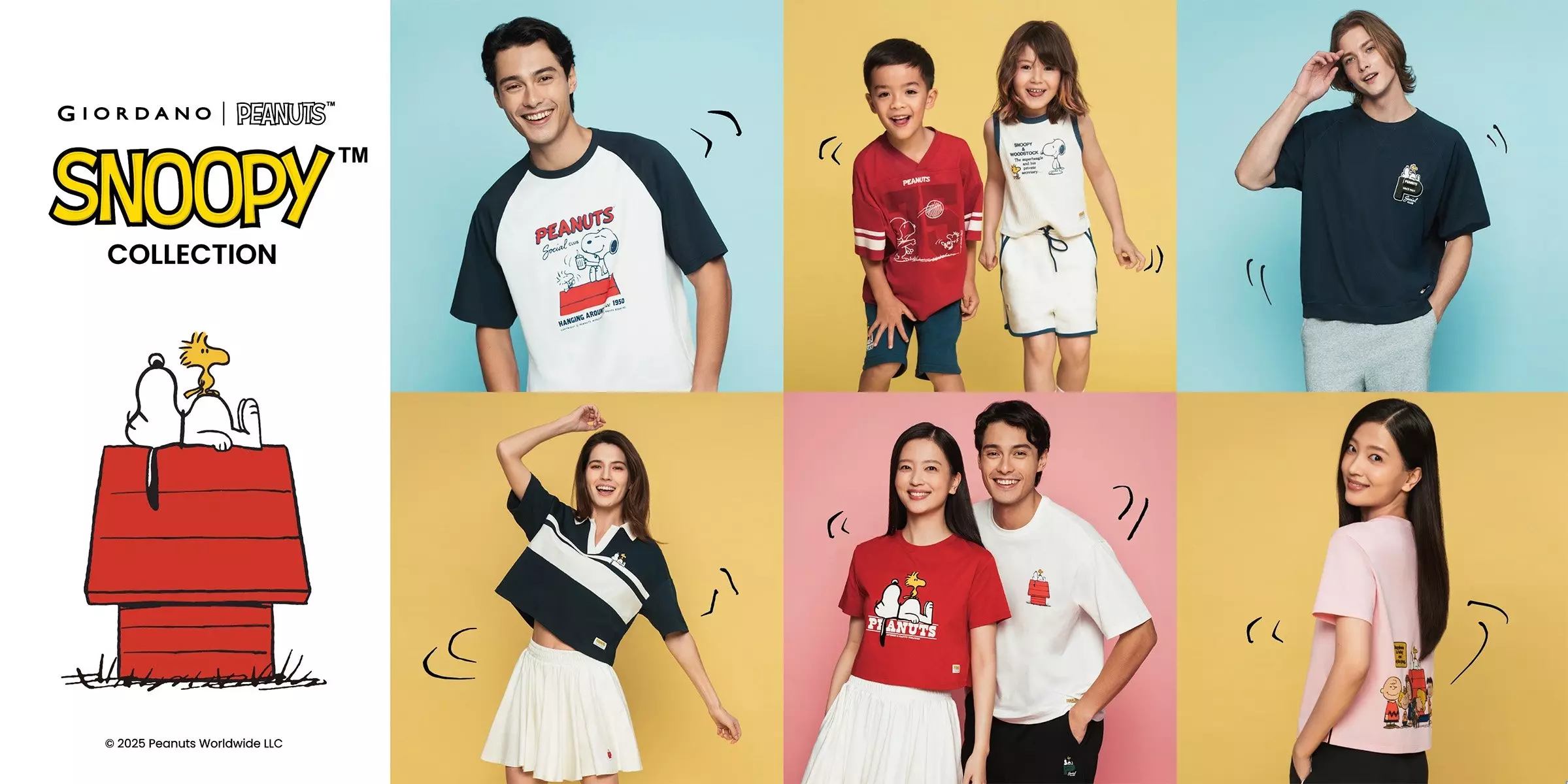GIORDANO | PEANUTS  75週年限定 ！SNOOPY 系列打造今夏學院風，復古潮感與童年回憶一次穿上身！