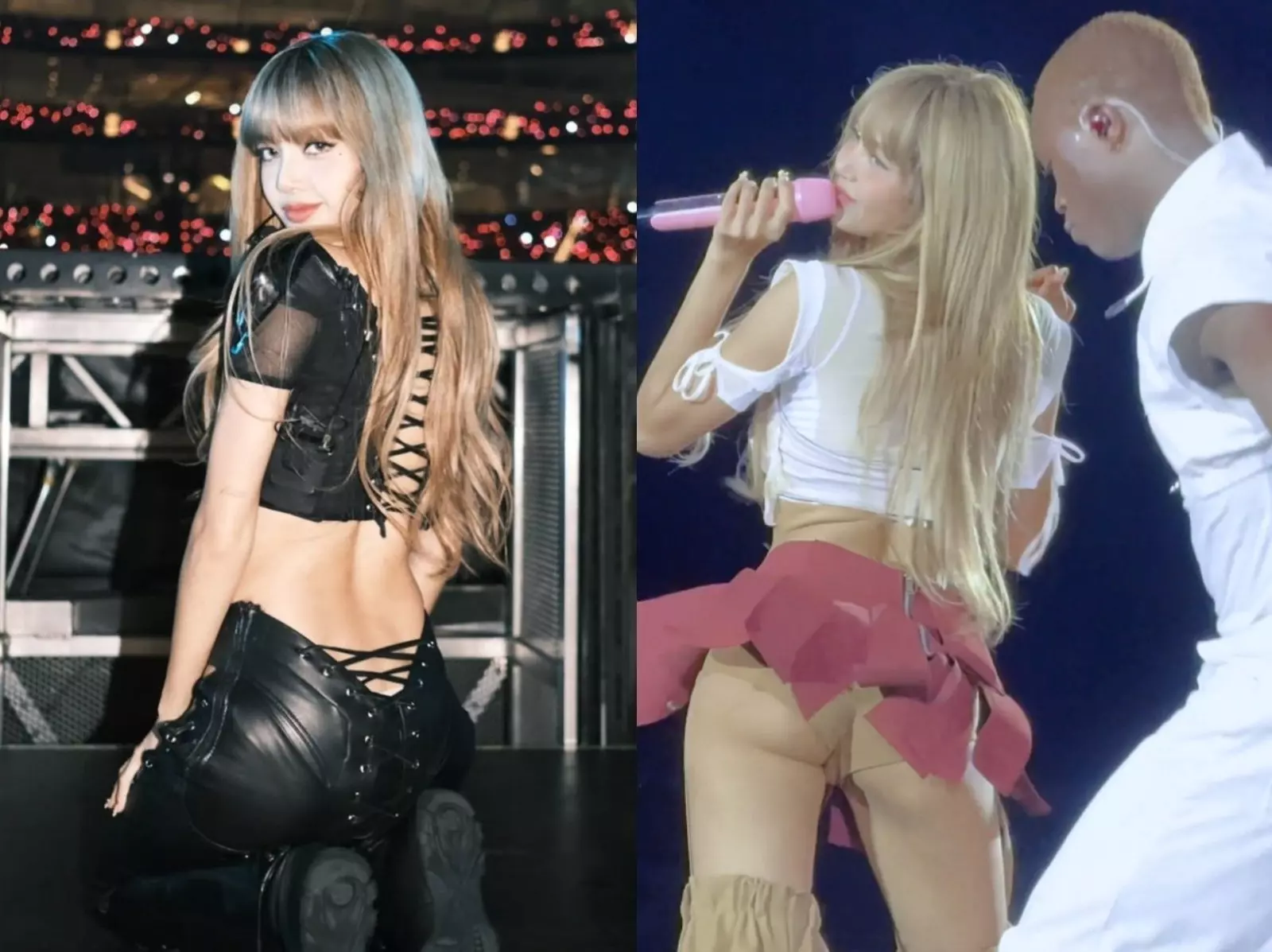 BLACKPINK Lisa 世巡造型「膚色安全褲」貼合肌膚，網友誤以為「臀部走光」！