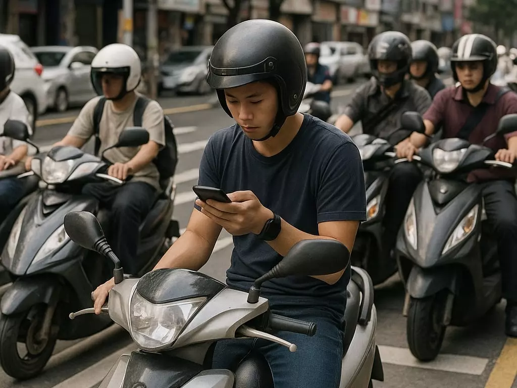 騎車滑手機罰多少？機車騎士停路邊看導航「忘熄火」遭罰 1000 元！