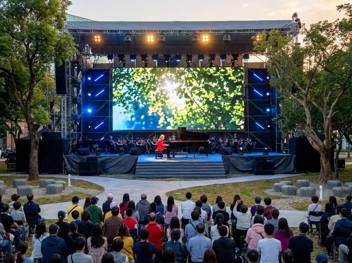 理查克萊德門竹北音樂會吸引 5 萬人！冒雨演奏 90 分鐘經典曲目