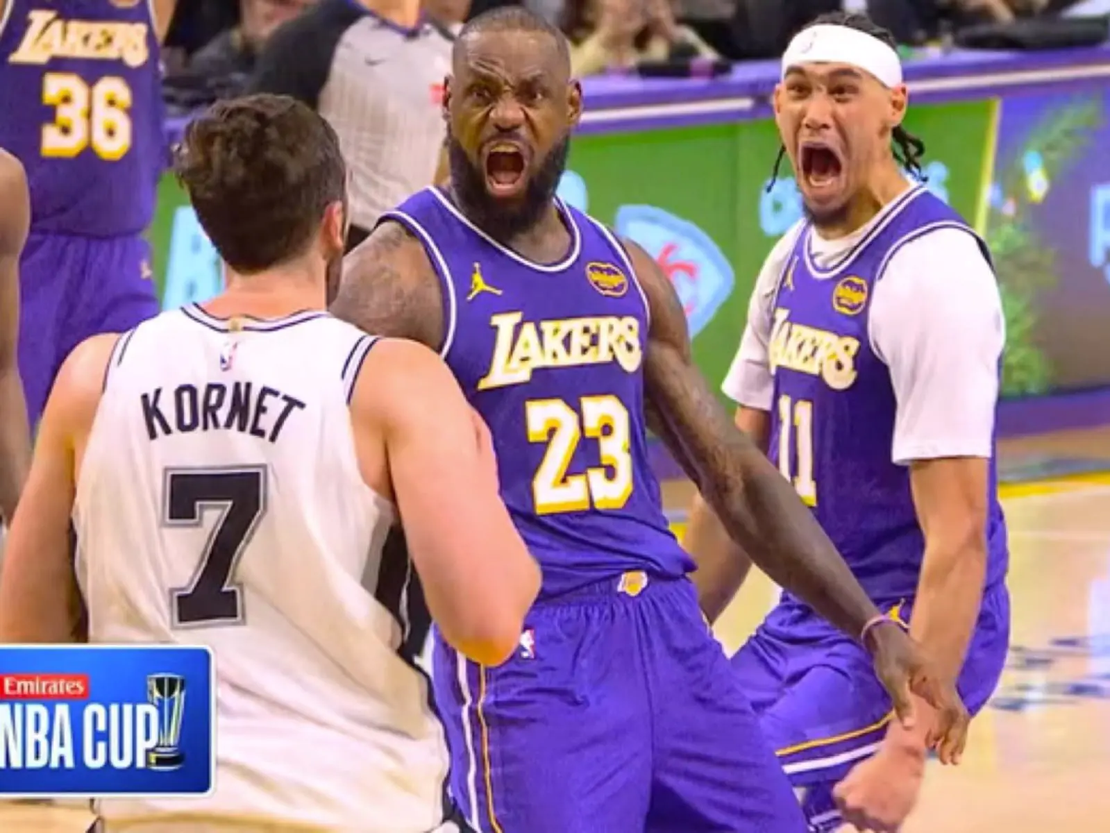 NBA／40 歲詹皇「單手暴力隔扣」7 呎馬刺長人！霸氣怒吼讓全場球迷沸騰！