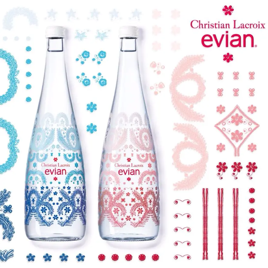  2017法式時尚配件 evian設計師聯名款寶特瓶首登台      打造無限創意潮流美學 水漾茱萸粉x天空藍繽紛上市