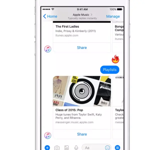 Apple Music X Facebook 無敵音樂串流社群 直接傳送「表情符號」完整歌曲聽不完
