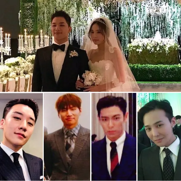 久違的同框！BIGBANG成員 TOP、GD、大聲「西裝筆挺」在太陽婚禮合體！