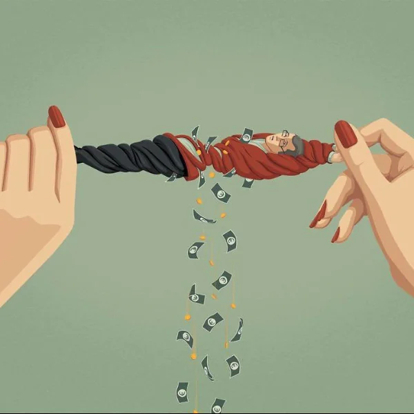 勢利女人榨乾了男人的錢！國外畫師用插畫繪出現代人的盲點　每一張都發人深省！
