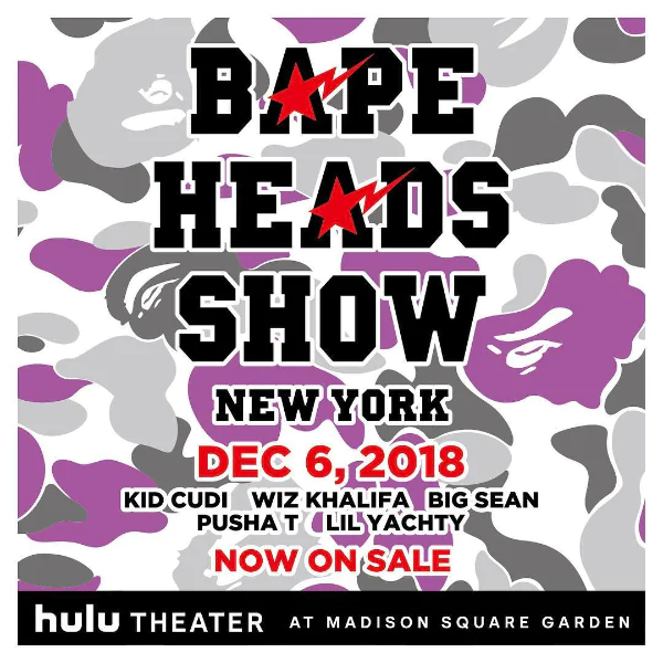 BAPE 25 週年請來 Kid Cudi、Wiz Khalifa、Big Sean 等饒舌歌手共同參與「BAPE HEADS SHOW」