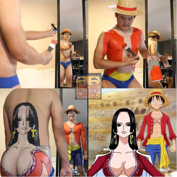 在家如何變身《航海王》蛇姬？「低成本 Cosplay」小哥爆笑角色扮演　讓網友跪著看：你太神了！