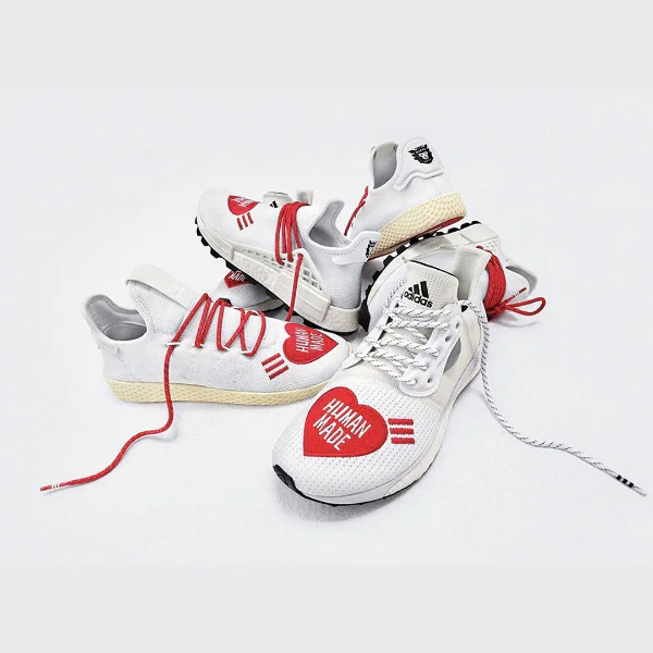 Pharrell 與 NIGO 攜手打造三款HUMAN MADE x adidas Hu 聯名鞋款 正中潮人的紅心